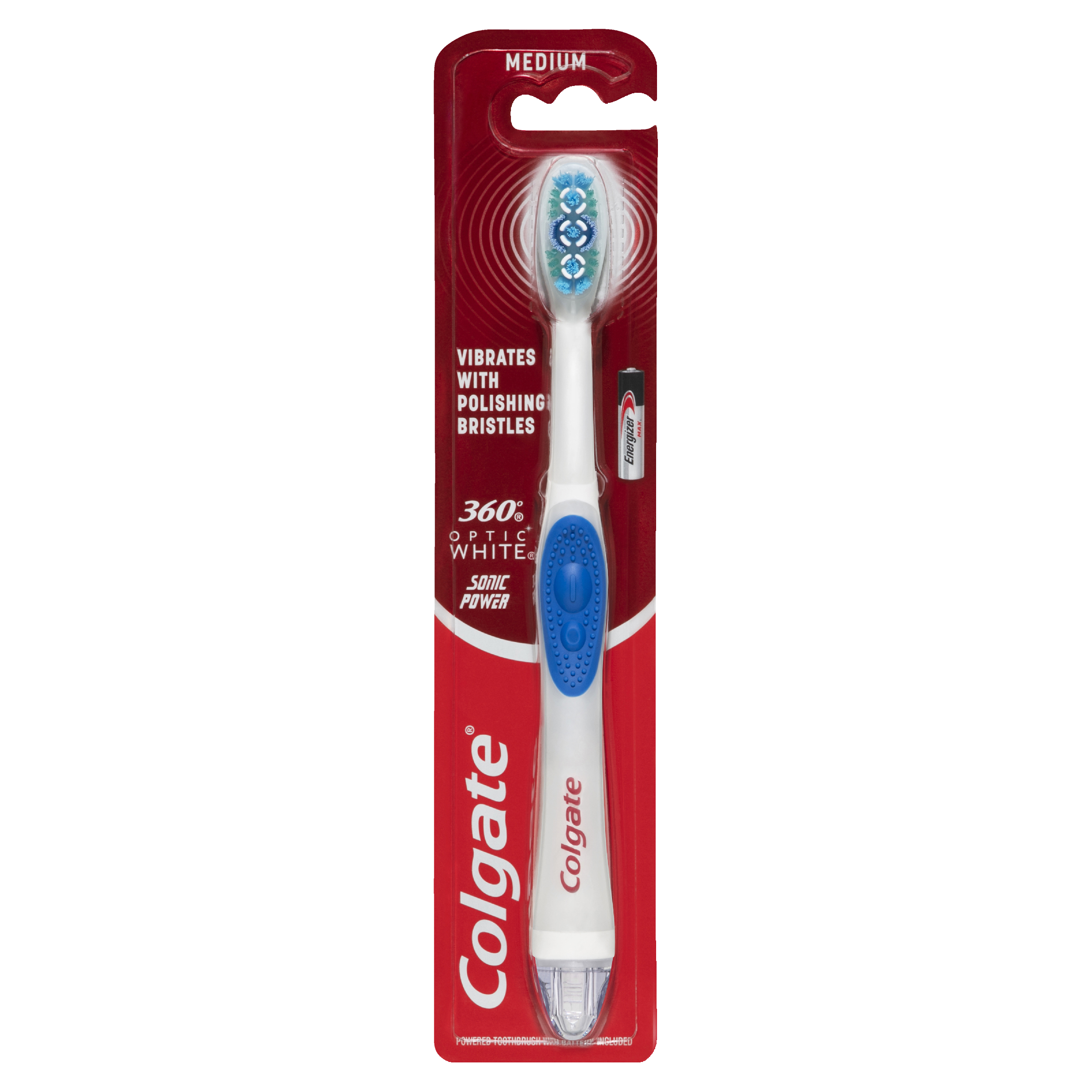 COLGATE TOOTHBRUSH OPTIC WHITE 360° POWER SONIC MEDIUM 1 PACK
