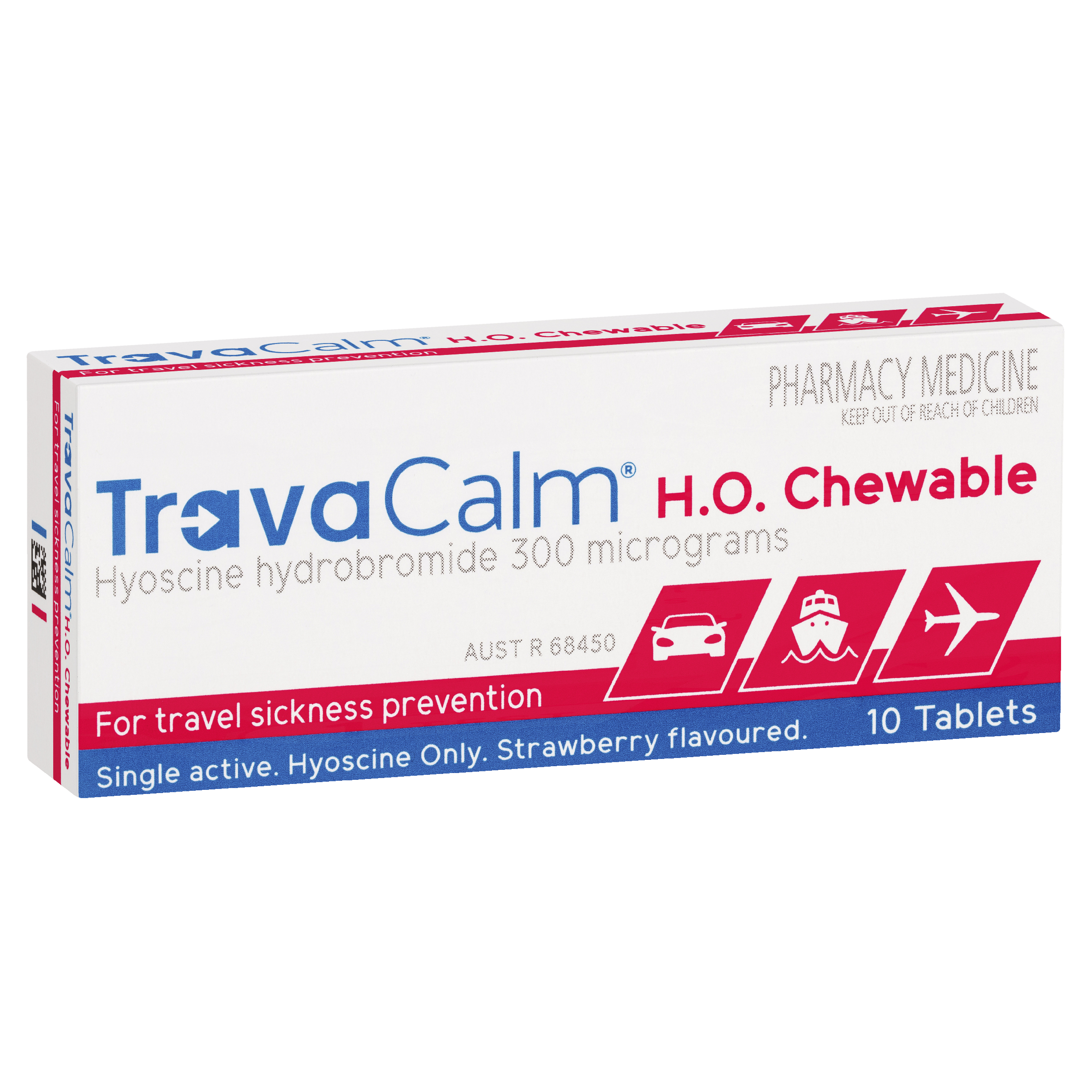 TRAVACALM H.O. STRAWBERRY 10 TABLETS